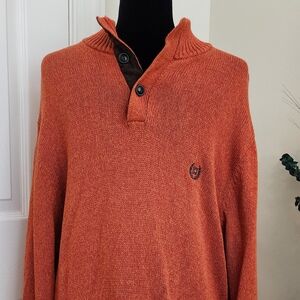 Men's Chaps Button Up Burnt Orange Sweater - Size XL